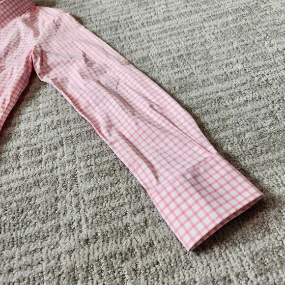 Peter Millar Performance roll-tab longsleeve button down top pink, size S ladies - Picture 4 of 12